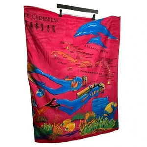 🌞 The Caribbean Sarong with Fish Divers Map Swim Wrap Sarong Island Expression